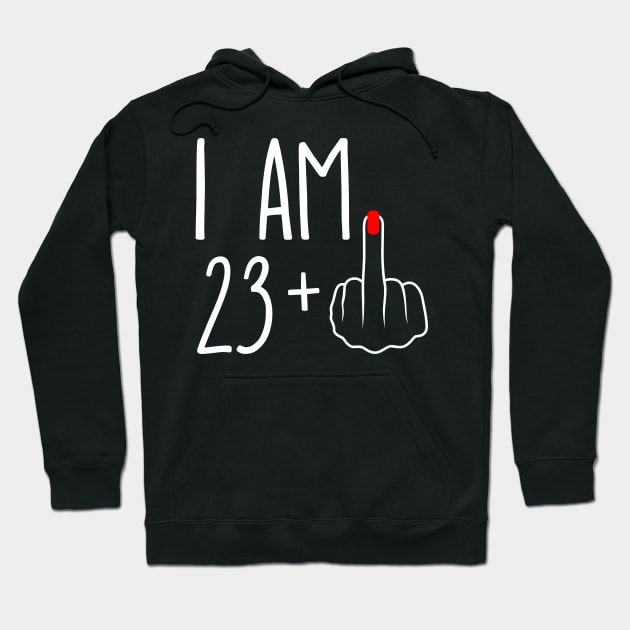 Vintage 24th Birthday I Am 23 Plus 1 Middle Finger Hoodie by ErikBowmanDesigns